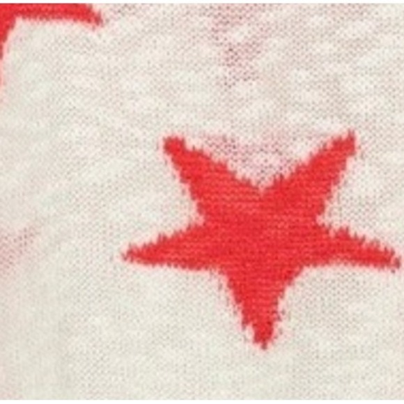 Womens Red Star Cropped Oversized Open Knit Slouchy Sweater Sheer White sz M y2k - Picture 4 of 8